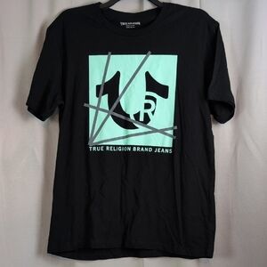 True Religion Black and Mint Graphic Short Sleeve Tee